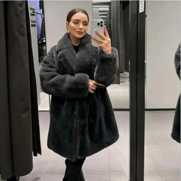ZARA FAUX FUR COAT